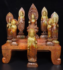 A set of exquisite Warring States Hetian jade Buddha