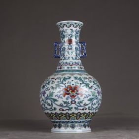 A Qing Dynasty Qianlong year Doucai entwined flower amphora