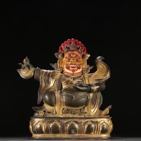 A fine copper-gilt red God of Wealth
