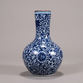 A beautiful blue and white floral pattern celestial ball bottle