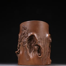 A purple sand stump-shaped pen holder of Chen Mingyuan