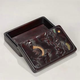 A Qing Dynasty rosewood inlaid with many treasure pavilions and pavilions