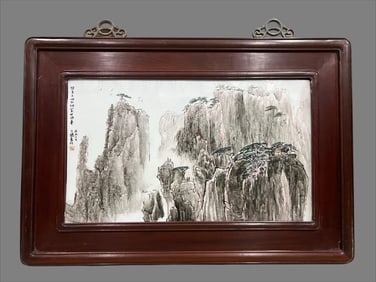 A landscape porcelain panel painting