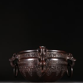 A rosewood dragon pattern incense burner from the Qing Dynasty