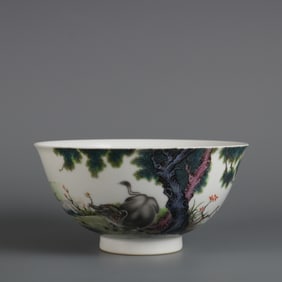 A poem bowl with an enamel buffalo picture made in the Qianlong period of the Qing Dynasty