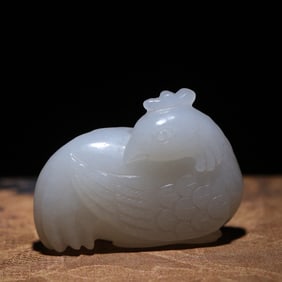A piece of exquisite Hetian white jade chicken