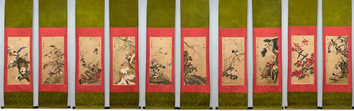 A painting by Qian Weicheng of the Qing Dynasty "Ten Screens of Flowers and Birds"