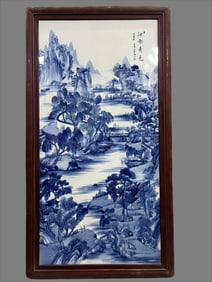 A beautiful landscape porcelain panel painting in Jiangnan