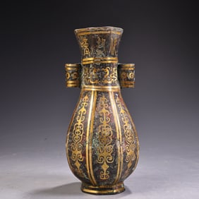 A fine pure bronze bronze gold vase