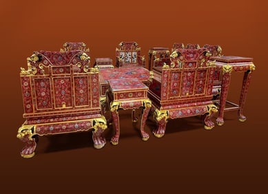 A set of fine enamel cloisonné queen sofa