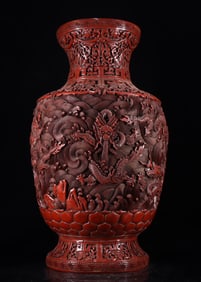 A beautiful red lacquerware Kowloon bottle