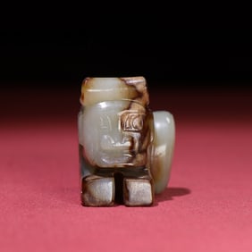 A beautiful Manqin turquoise inlaid with gray skin Qin curly-tailed dragon god handle
