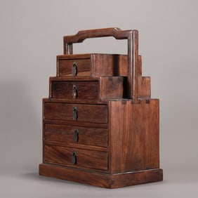 A beautiful wooden carved five-layer beam box