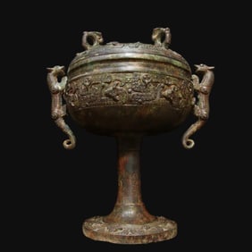 A beautiful bronze inscription with double tigers