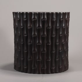 A beautiful wooden carved bamboo pattern roll jar