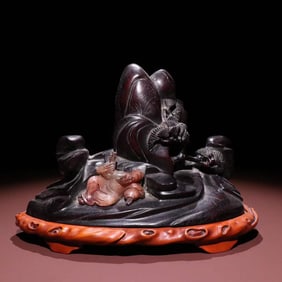 A beautiful rosewood Taibai drunken mountain ornament