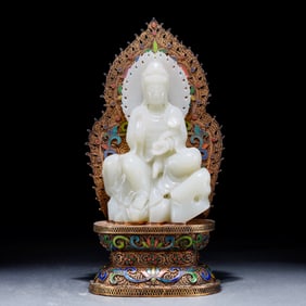 A beautiful Hetian jade Buddha statue
