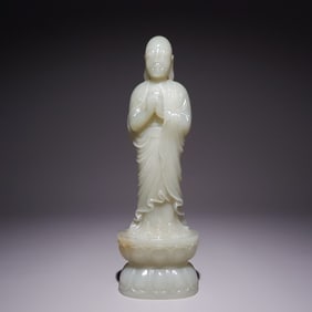 A beautiful Hetian jade Buddha statue