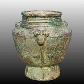 A fine bronze three-sheep jar
