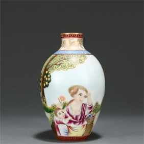 A beautiful enamel Western figure bottle