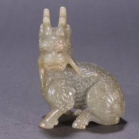 A beautiful Hetian jade dragon carving