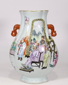 A pastel figure poetry amphora made in the Qianlong era of the Qing Dynasty