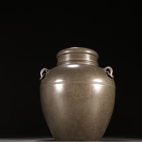 A beautiful tin-engraved three-series ear tea jar