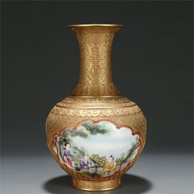 A beautiful gilded window figure celestial globe vase