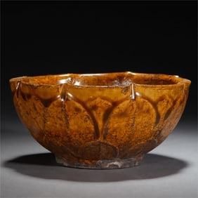 A yellow-glazed lotus bowl from the Tang Dynasty