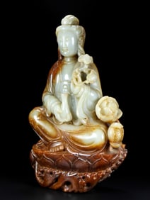 A piece of Hetian jade Guanyin from the Han Dynasty