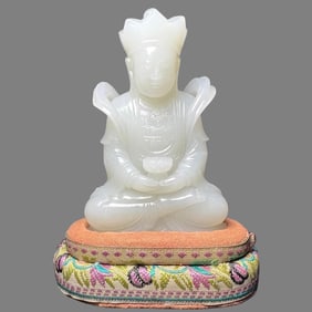 A beautiful Hetian white jade Buddha