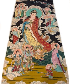 A silk Buddha statue painting by Zhang Daqian