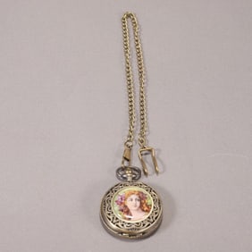 A beautiful bronze carved figure pocket watch