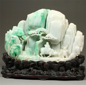 A jade landscape figure Shanzi ornament of the Qing Dynasty