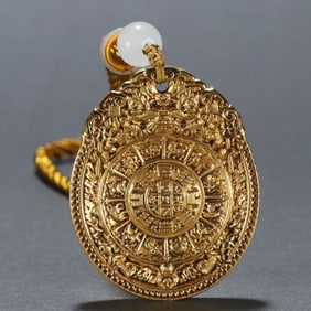 A copper-gilt nine-palace gossip card of the Qing Dynasty