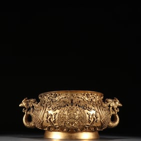 A copper-gilt phoenix head incense burner from the Qing Dynasty