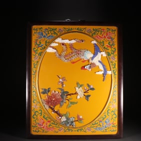 A Qing Dynasty inlaid with a hundred treasures and phoenix pattern flower pattern hanging screen