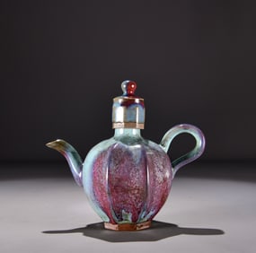 A red spotted Bafang pot from the Yuan Dynasty Jun kiln