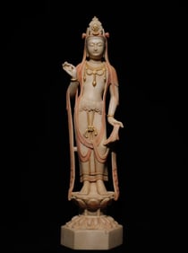 A piece of white jade painted Guanyin from the Northern Qi Dynasty