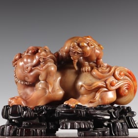 A Shoushan stone auspicious beast of the Qing Dynasty