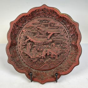 A piece of Qing Dynasty Qianlong iron tire removal red fisherman woodcutter reading character