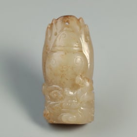 A jade carved vase - Mani vase