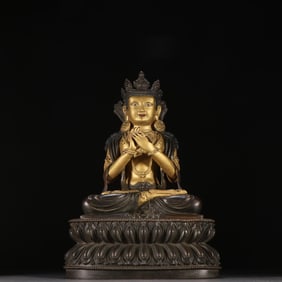 A bronze gilt six-grade Buddha tower statue of the Qing Dynasty