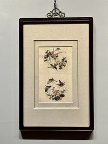A piece of Qing Dynasty exquisite flower and bird Cantonese embroidery