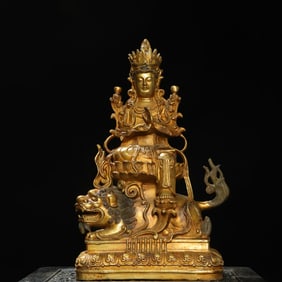 A bronze gilt statue of Manjushri Bodhisattva
