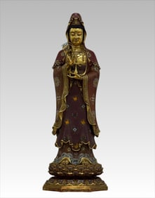 A Ming Dynasty cloisonné Yongle clean bottle Guanyin