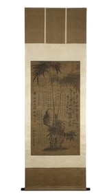 A bamboo and stone picture of Su Shi on silk