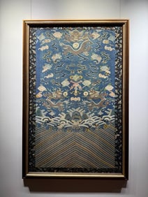 A Qing Dynasty robe with silk dragon pattern