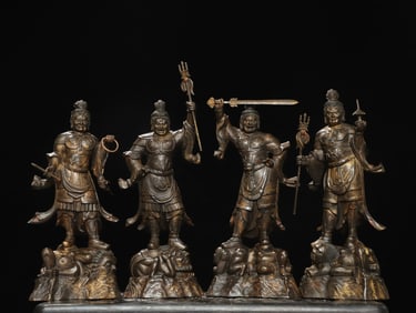A set of bronze and gold statues of the four Ming kings
