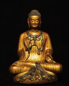 A bluestone gilt Buddha statue of the Northern Qi Dynasty